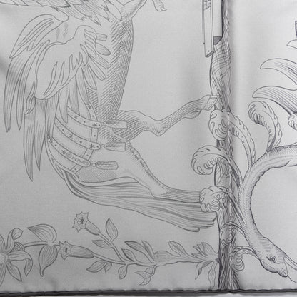 Hermes Silk Della Cavalleria Favolosa Reversible Scarf 90 Gris Argente Jaune Etoupe 4 of 6