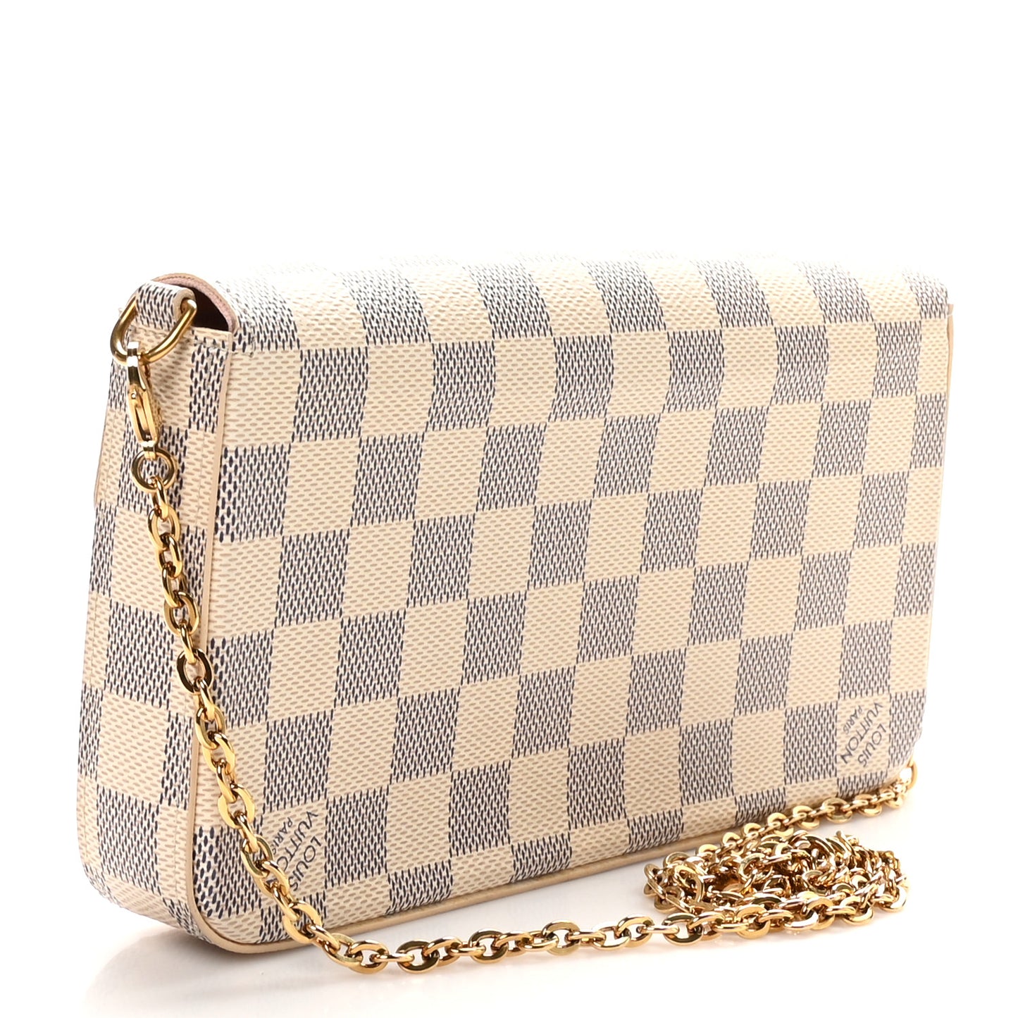 Damier Azur Pochette Felicie Chain Wallet Rose Ballerine