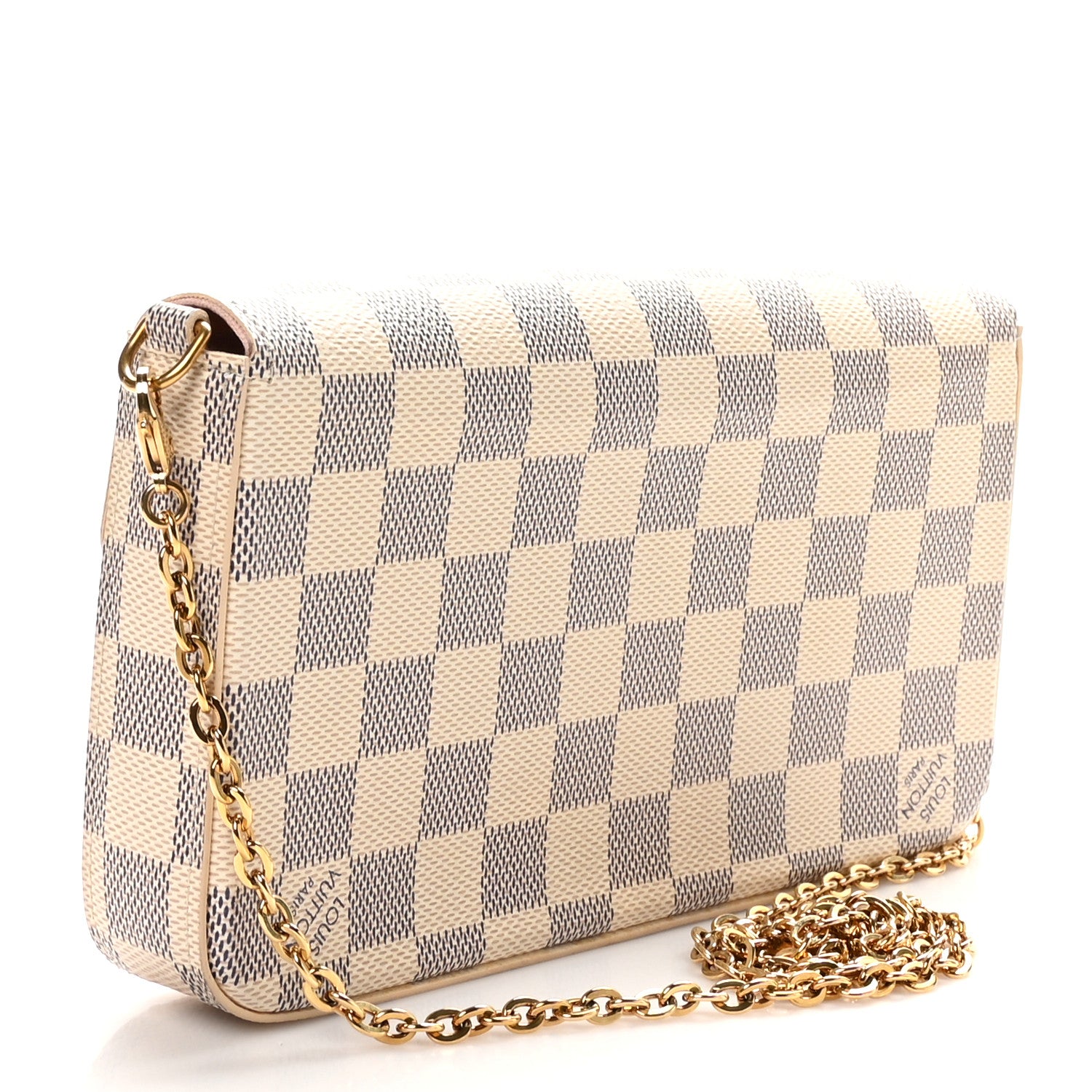 Louis Vuitton Damier Azur Pochette Felicie Chain Wallet Rose Ballerine 3 of 9