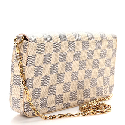 Louis Vuitton Damier Azur Pochette Felicie Chain Wallet Rose Ballerine 3 of 9