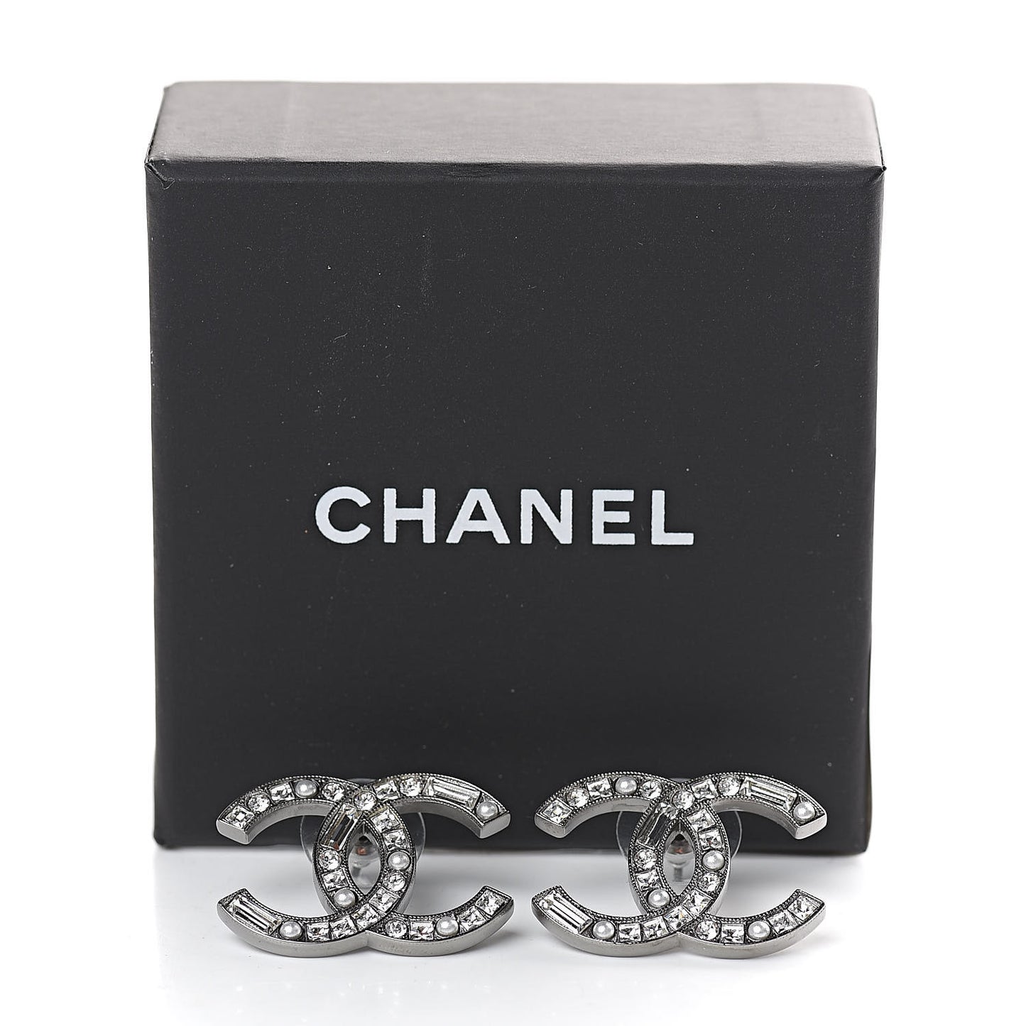 Baguette Crystal Pearl CC Bright Young Things Earrings Ruthenium