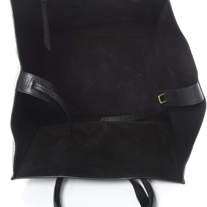 Celine Crocodile Embossed Calfskin Medium Phantom Luggage Black 5 of 14