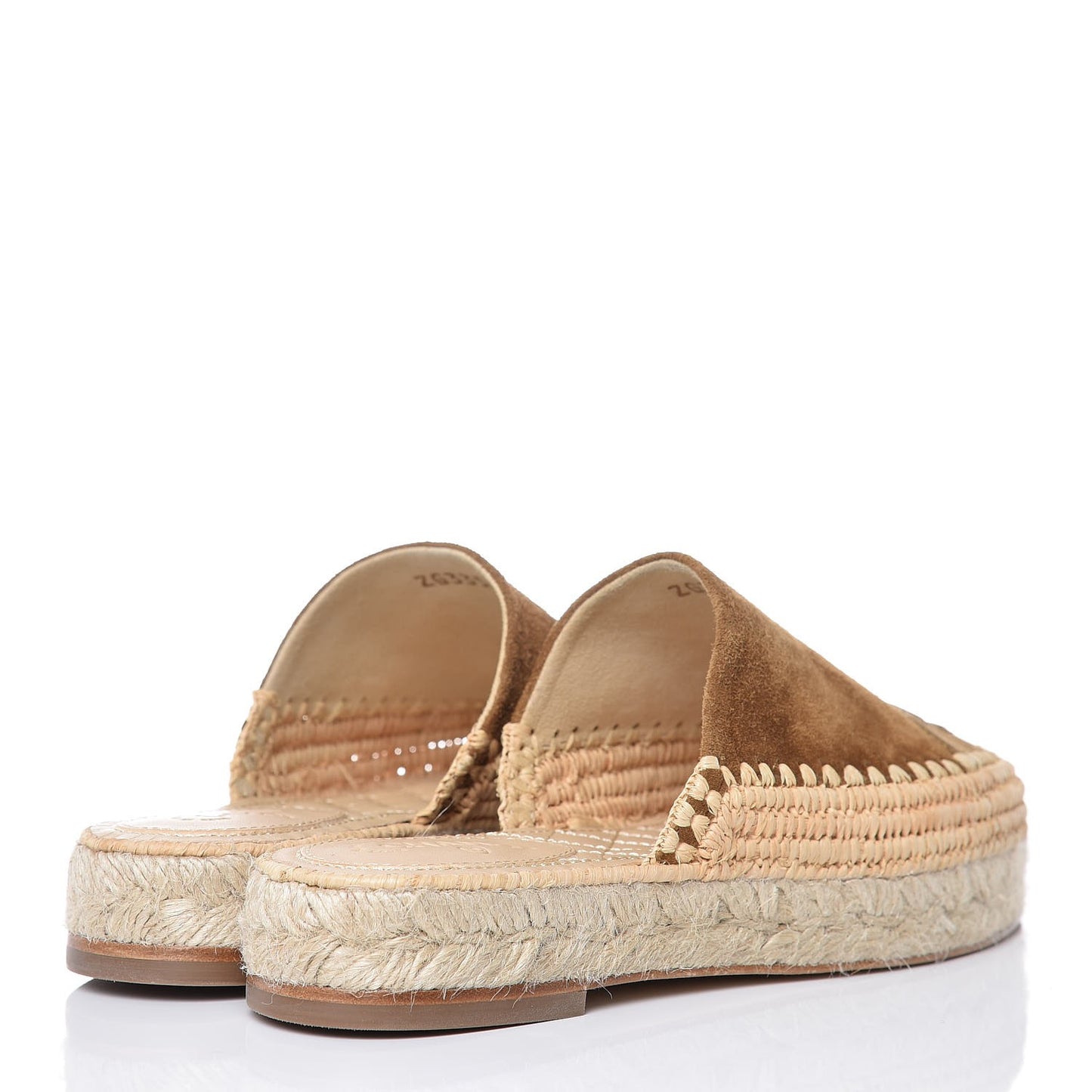 Suede Grosgrain CC Espadrille Mules 35 Dark Beige