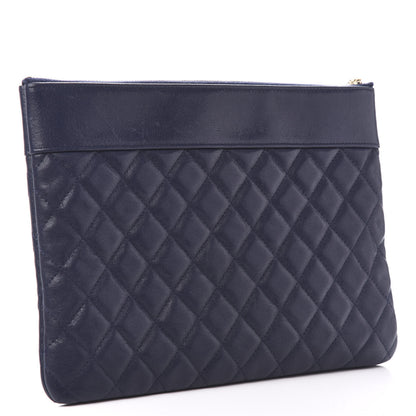 Chanel Sheepskin Quilted Medium Vintage Mademoiselle Cosmetic Case Navy 3 of 9