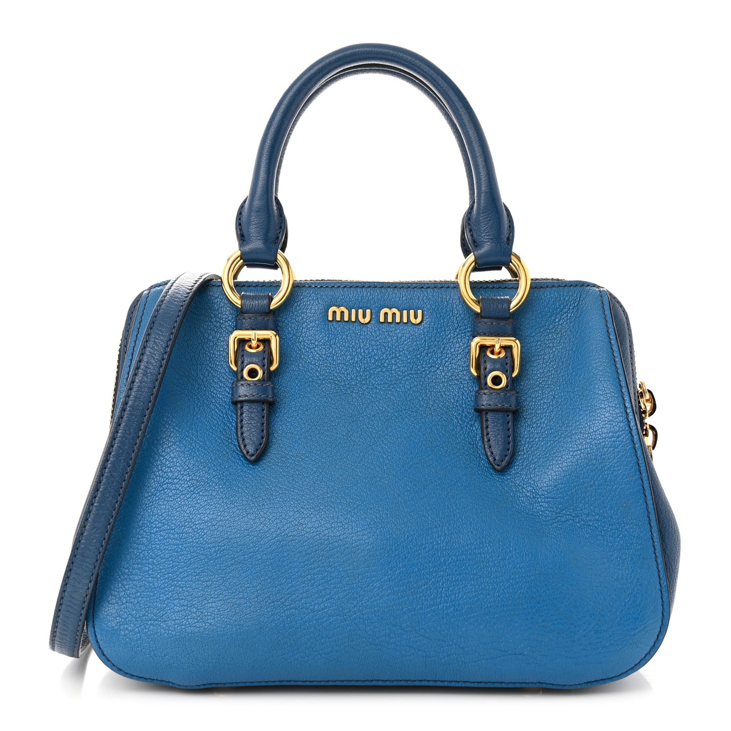 Goatskin Madras Bi-Color Bowling Bag Cobalto Marea