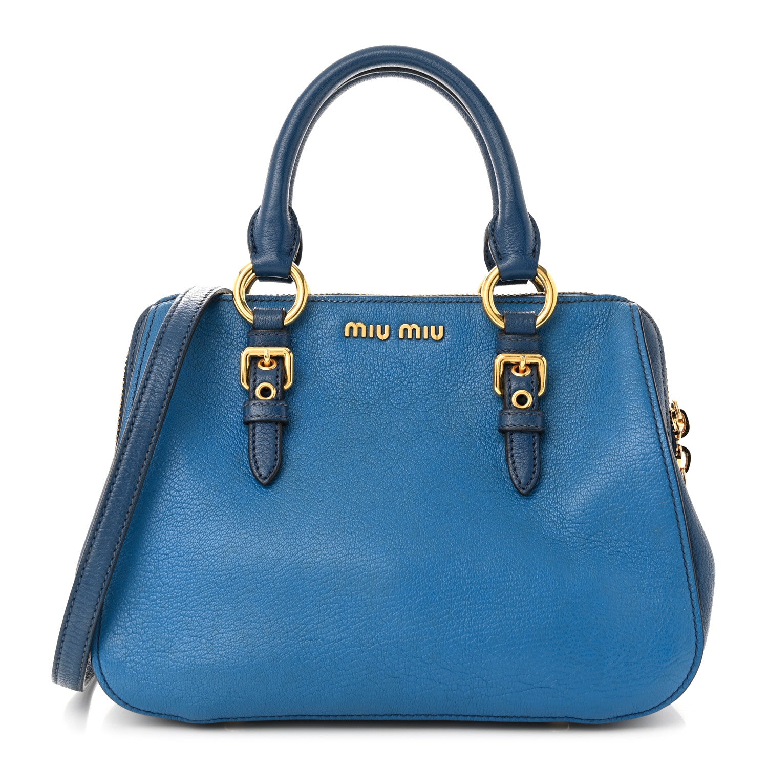 Miu Miu Goatskin Madras Bi-Color Bowling Bag Cobalto Marea 1 of 8