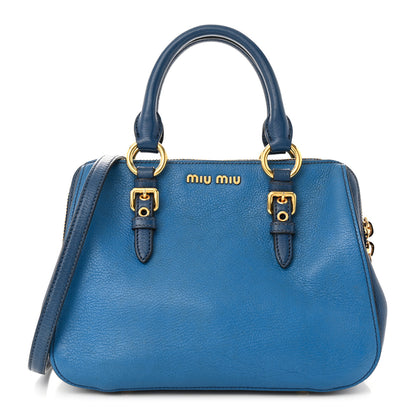 Miu Miu Goatskin Madras Bi-Color Bowling Bag Cobalto Marea 1 of 8