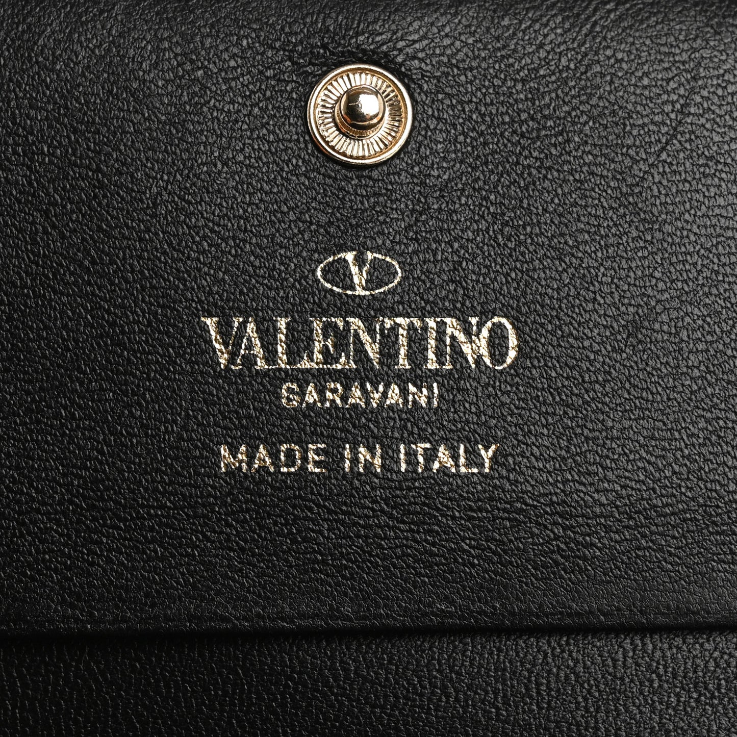 Calfskin Small VLogo Bi-Fold Wallet Black