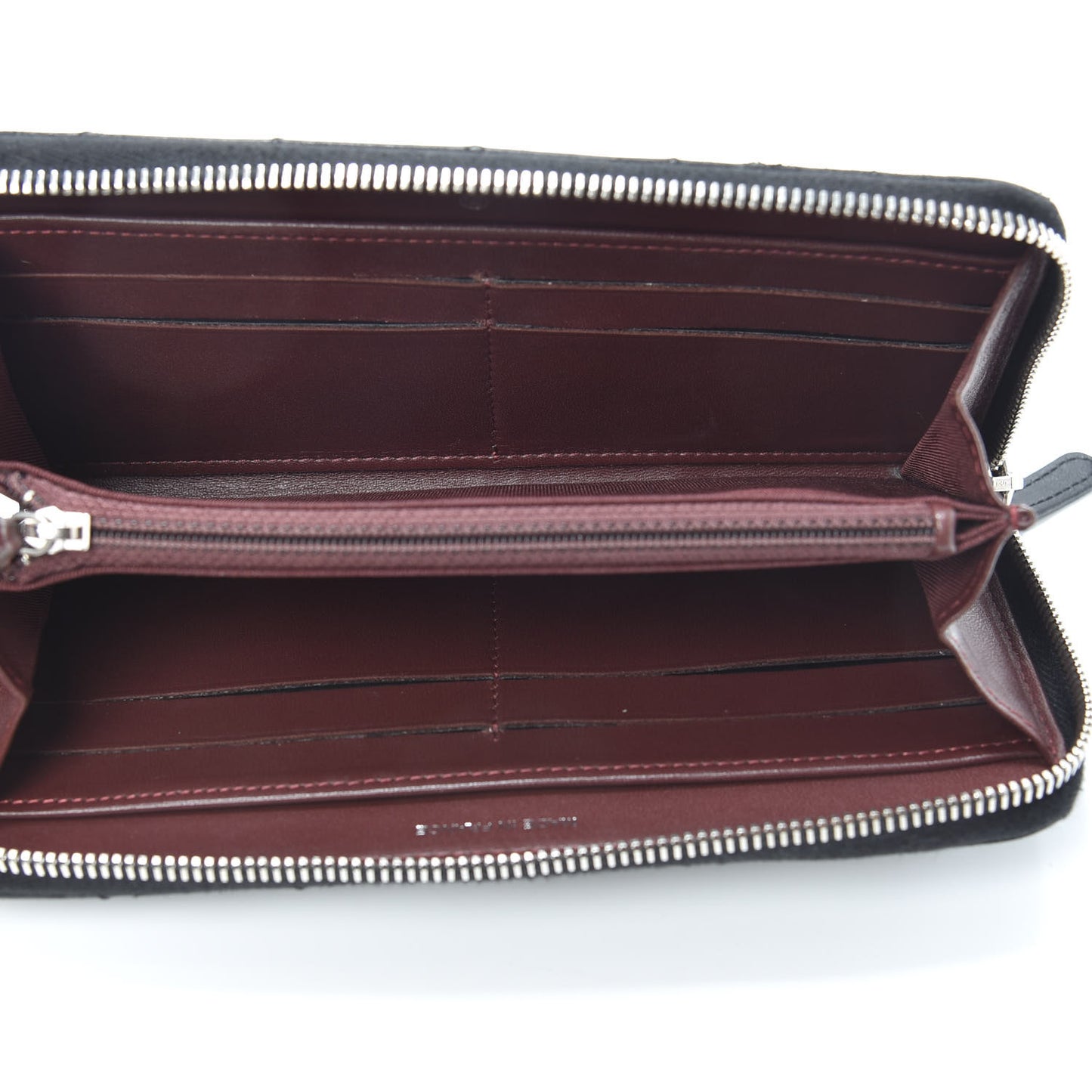 Lambskin Quilted Large Gusset Zip Around Wallet Black