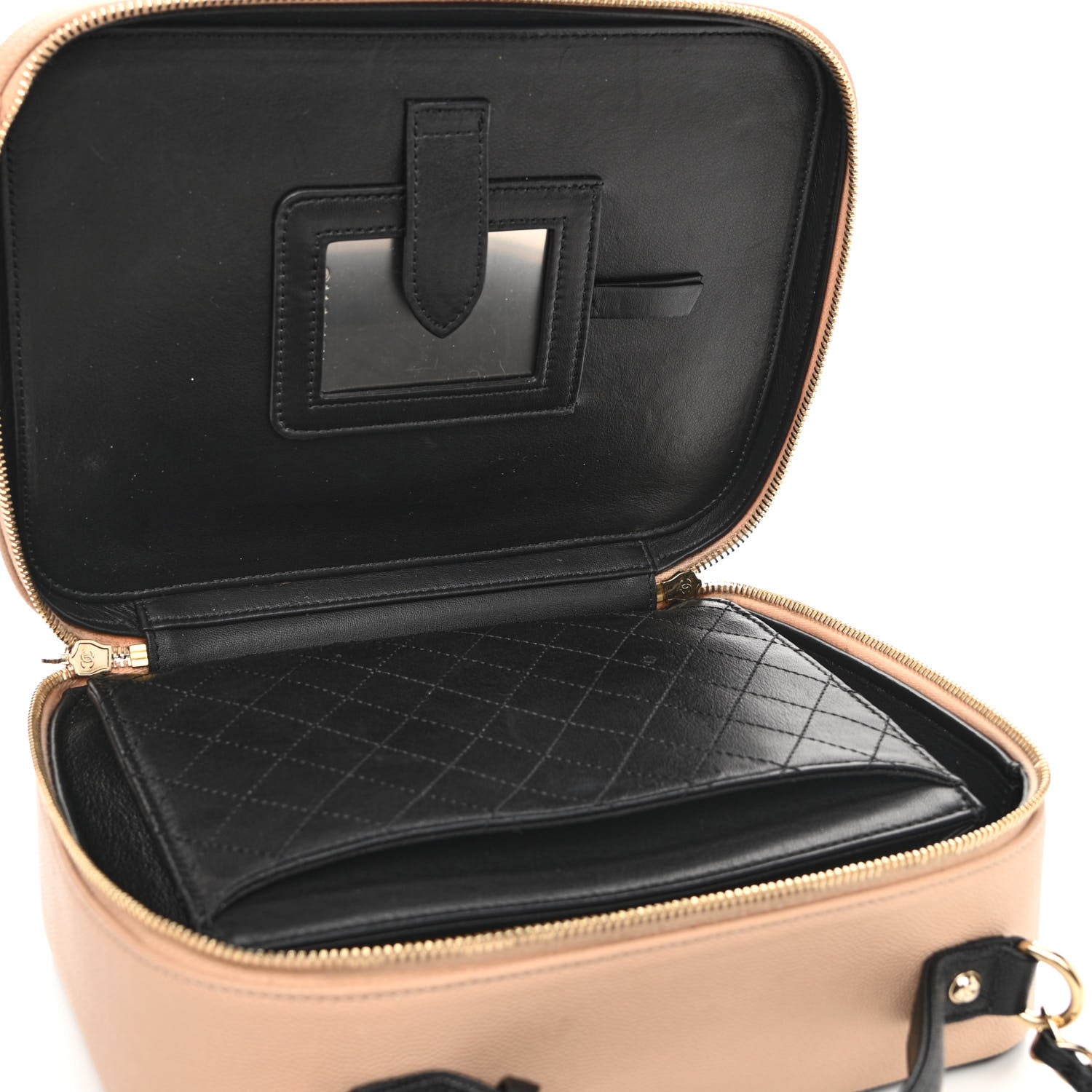 Chanel Caviar Quilted Large CC Filigree Vanity Case Beige Black 5 of 12