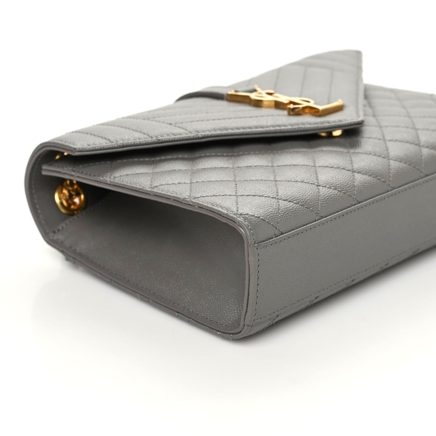 Saint Laurent Grain De Poudre Textured Mixed Matelasse Medium Triquilt Monogram Satchel Fog 5 of 6