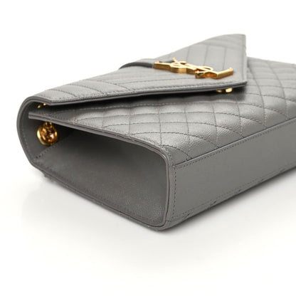 Saint Laurent Grain De Poudre Textured Mixed Matelasse Medium Triquilt Monogram Satchel Fog 5 of 6
