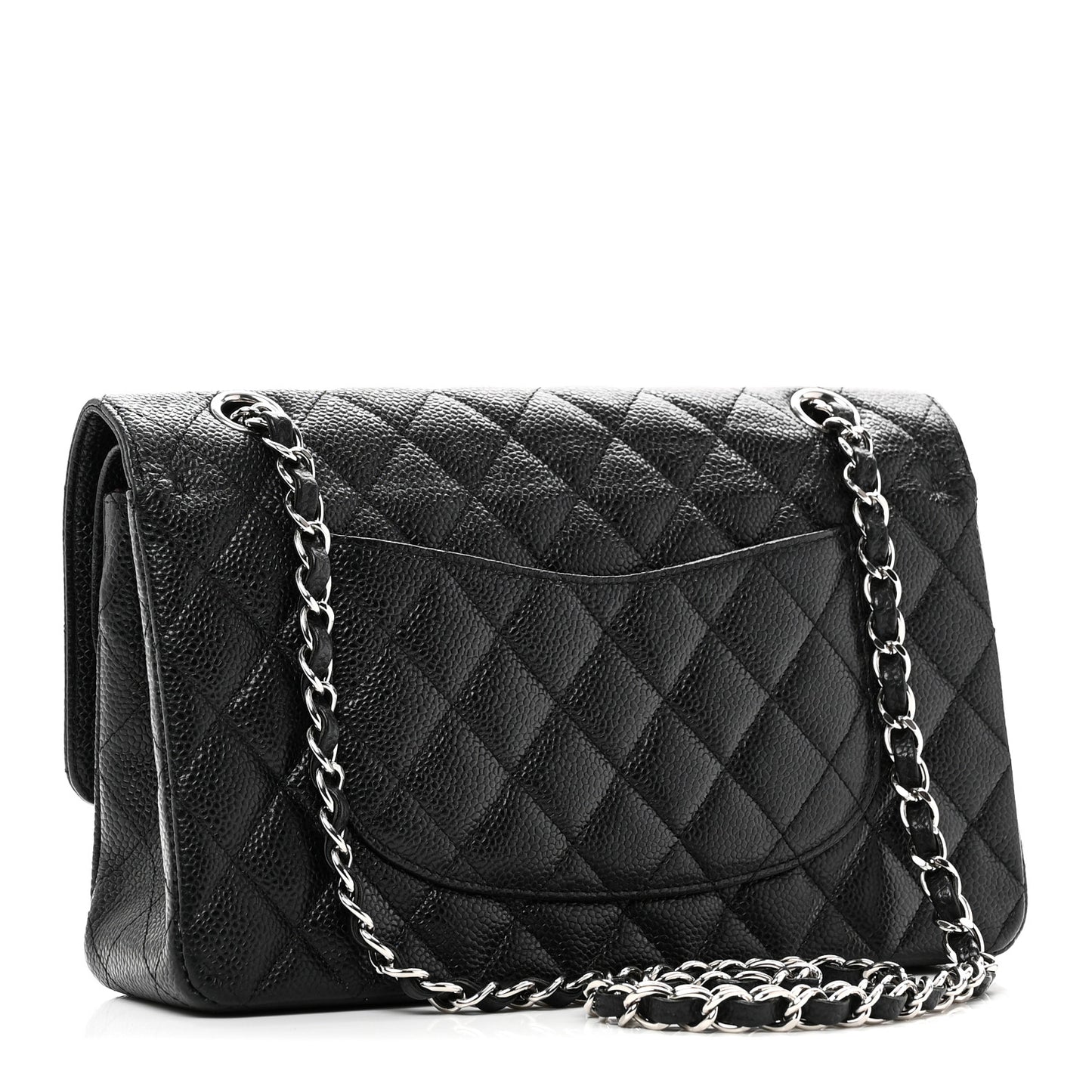 Caviar Quilted Medium Double Flap Black