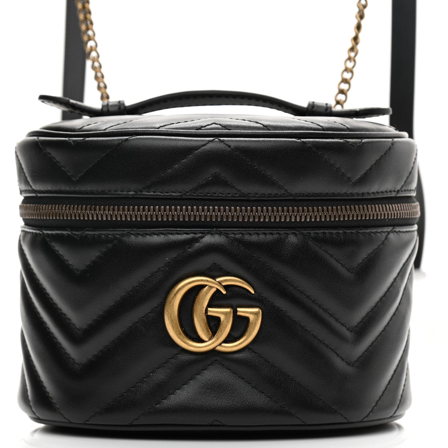 Calfskin Matelasse Mini GG Marmont Round Backpack Black