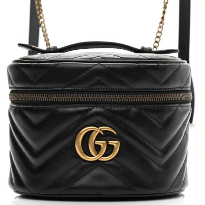 Gucci Calfskin Matelasse Mini GG Marmont Round Backpack Black 10 of 11