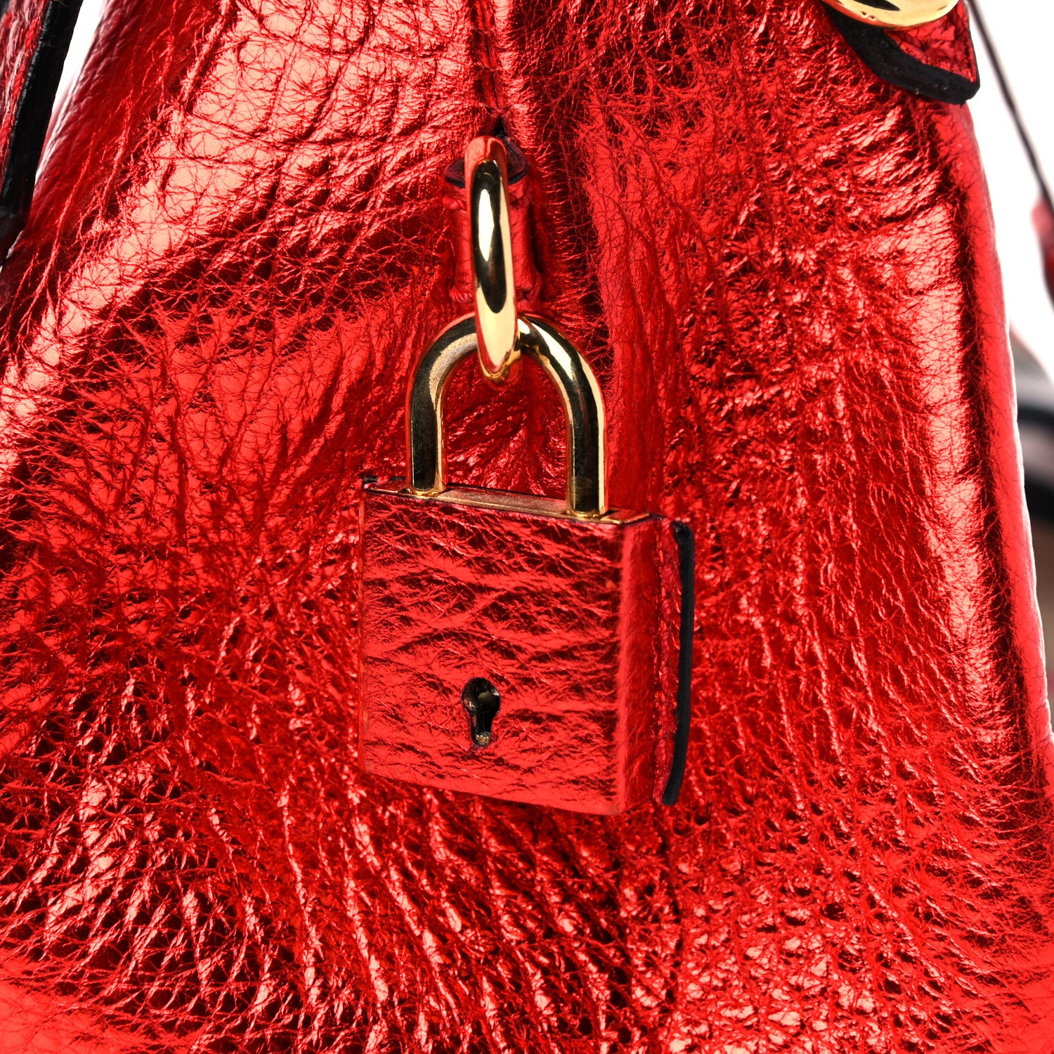 Burberry Prorsum Metallic Calfskin House Check Small Blaze Satchel Cadmium Red 14 of 14