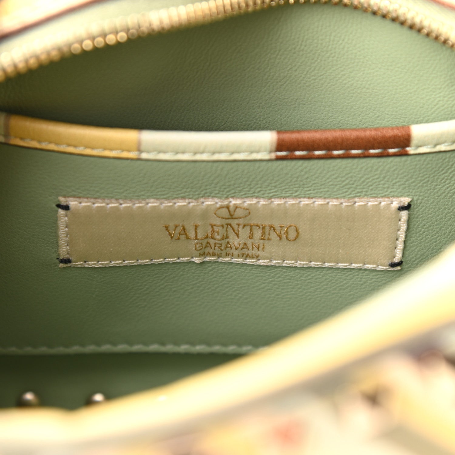 Valentino Garavani Vitello Native Couture 1975 Rockstud Camera Crossbody Bag Green Multicolor 5 of 7
