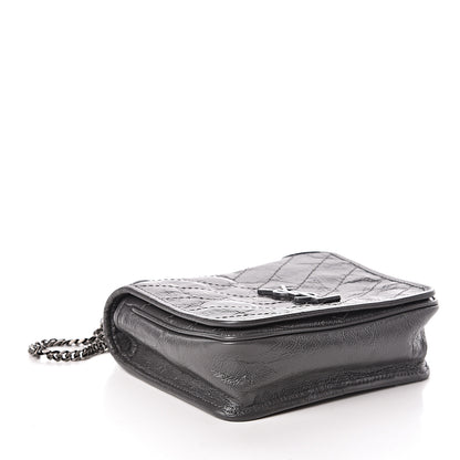 Saint Laurent Crinkled Calfskin Matelasse Monogram Niki Chain Wallet Storm 4 of 9