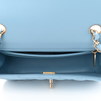Chanel Lambskin Quilted Mini Rectangular Flap Light Blue 4 of 9