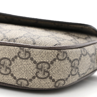 Gucci GG Supreme Monogram Textured Dollar Calfskin Web Mini Ophidia Envelope Shoulder Bag Beige Ebony New Acero 10 of 11