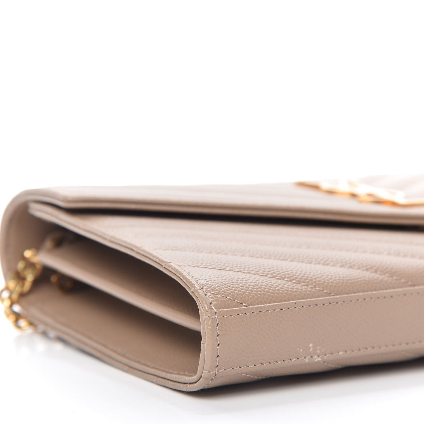 Grain De Poudre Matelasse Chevron Monogram Chain Wallet Light Taupe