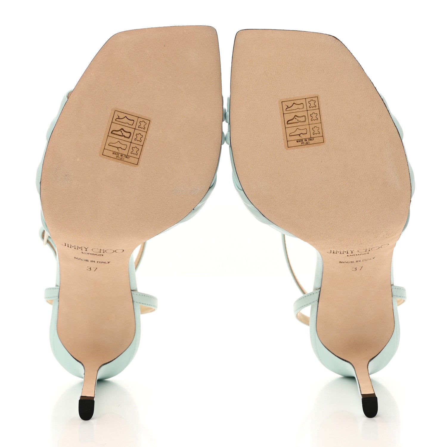 Jimmy Choo Luxe Nappa Basil 95 Sandals 37 Powder Blue 6 of 8