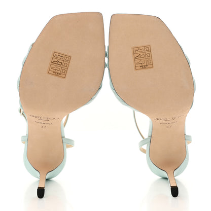 Jimmy Choo Luxe Nappa Basil 95 Sandals 37 Powder Blue 6 of 8