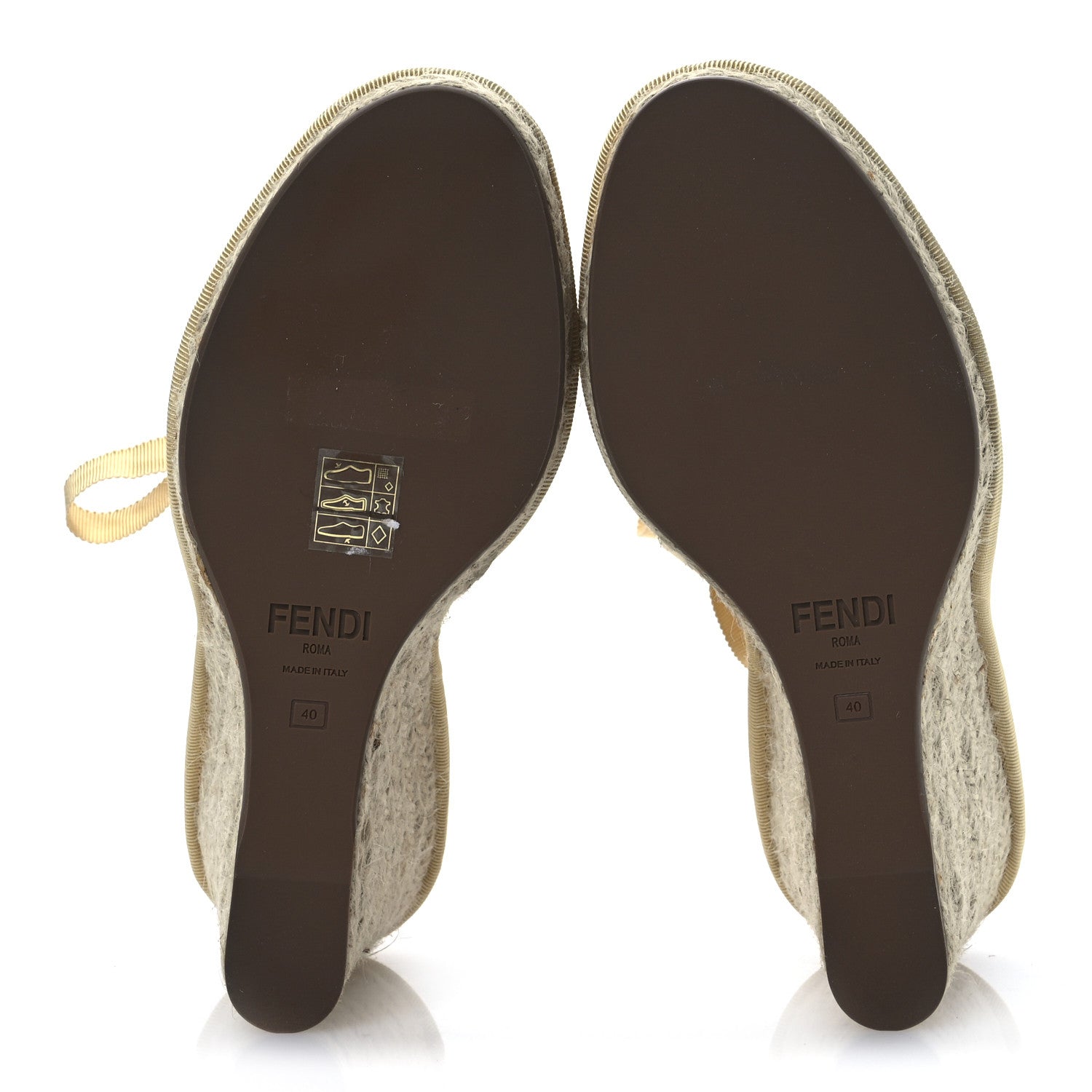 Fendi Canvas FF Embroidered Roma Ankle Wrap Wedge Espadrilles 40 Natural 7 of 12