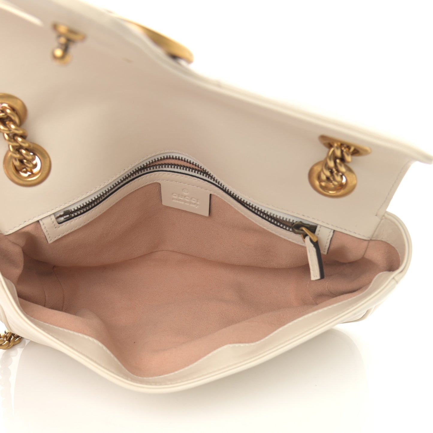 Calfskin Matelasse Small GG Marmont Shoulder Bag White