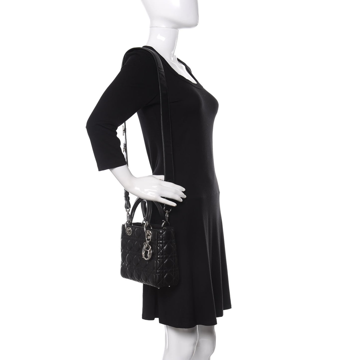 Lambskin Cannage Small Lucky Badges My Lady Dior Black