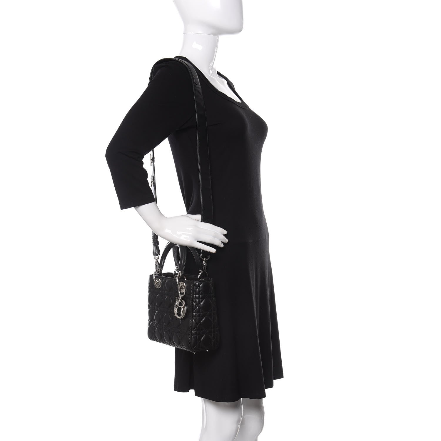 Christian Dior Lambskin Cannage Small Lucky Badges My Lady Dior Black 2 of 9