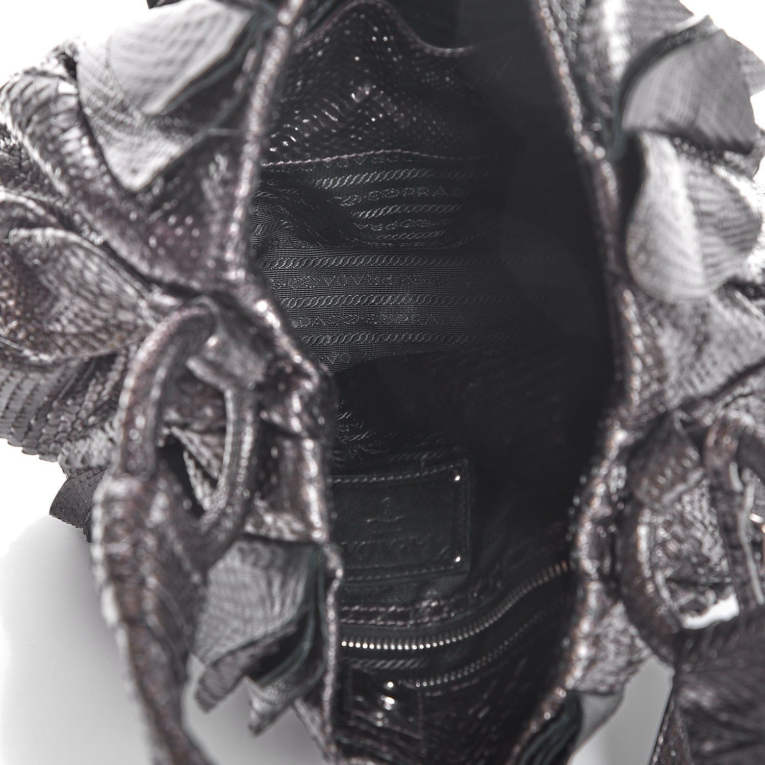 Prada Metallic Python Ruffle Tote 5 of 9