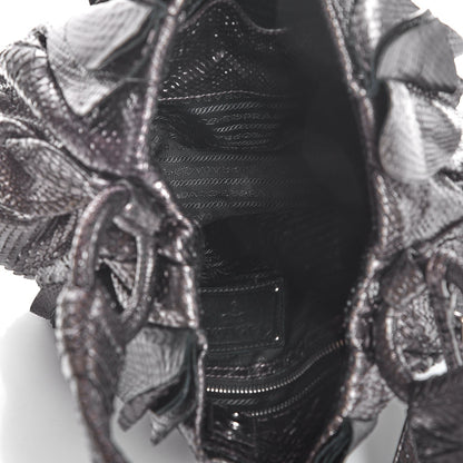 Prada Metallic Python Ruffle Tote 5 of 9
