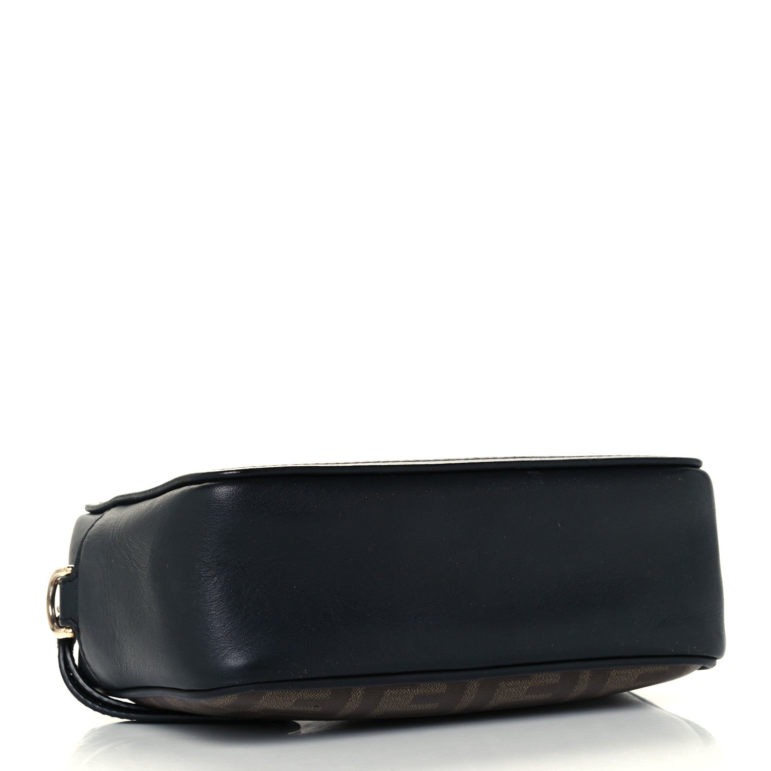 Fendi Glazed Fabric Vitello Century FF 1974 Stamp Patch Mini Camera Case Mogano Panna Black 3 of 13