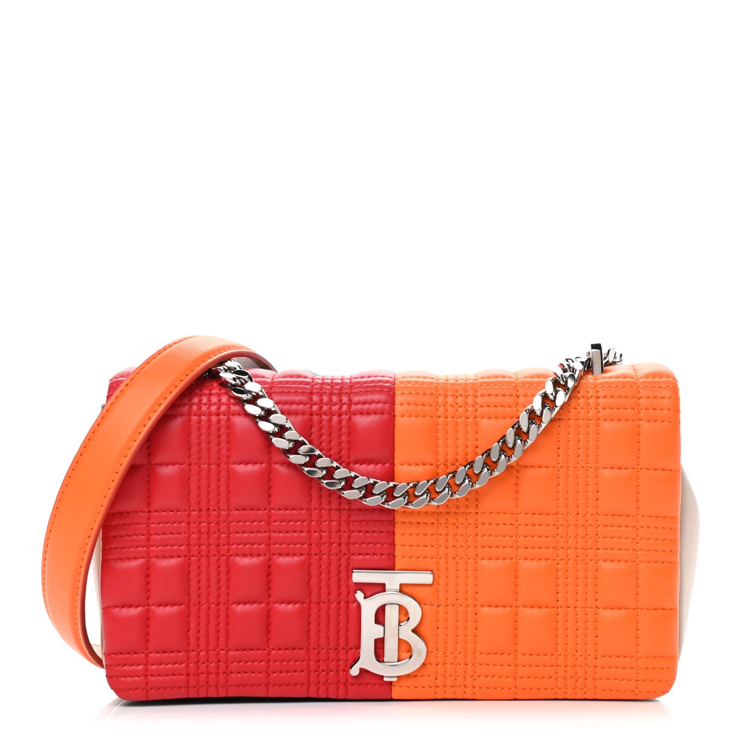 Burberry Lambskin Quilted Small Lola Bag Bright Red Orange 1 of 10