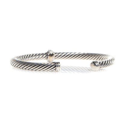 David Yurman Sterling Silver Diamond 5mm Cable Classics Single Station Bracelet 3 of 5