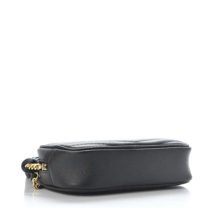 Saint Laurent Grain De Poudre Matelasse Monogram Mini Lou Camera Bag Black 3 of 10