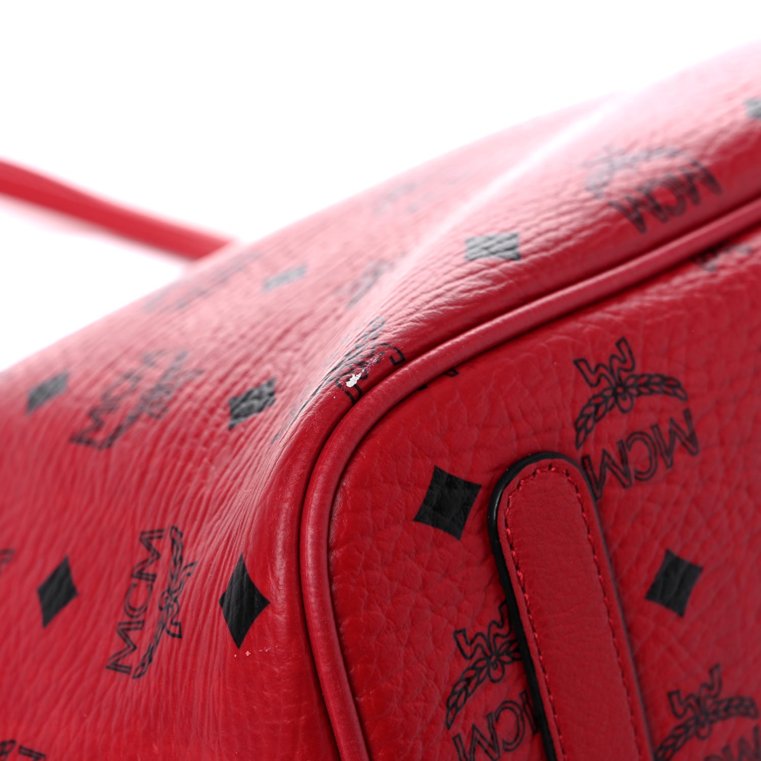 MCM Visetos Medium Liz Reversible Shopper Tote Ruby Red 9 of 19