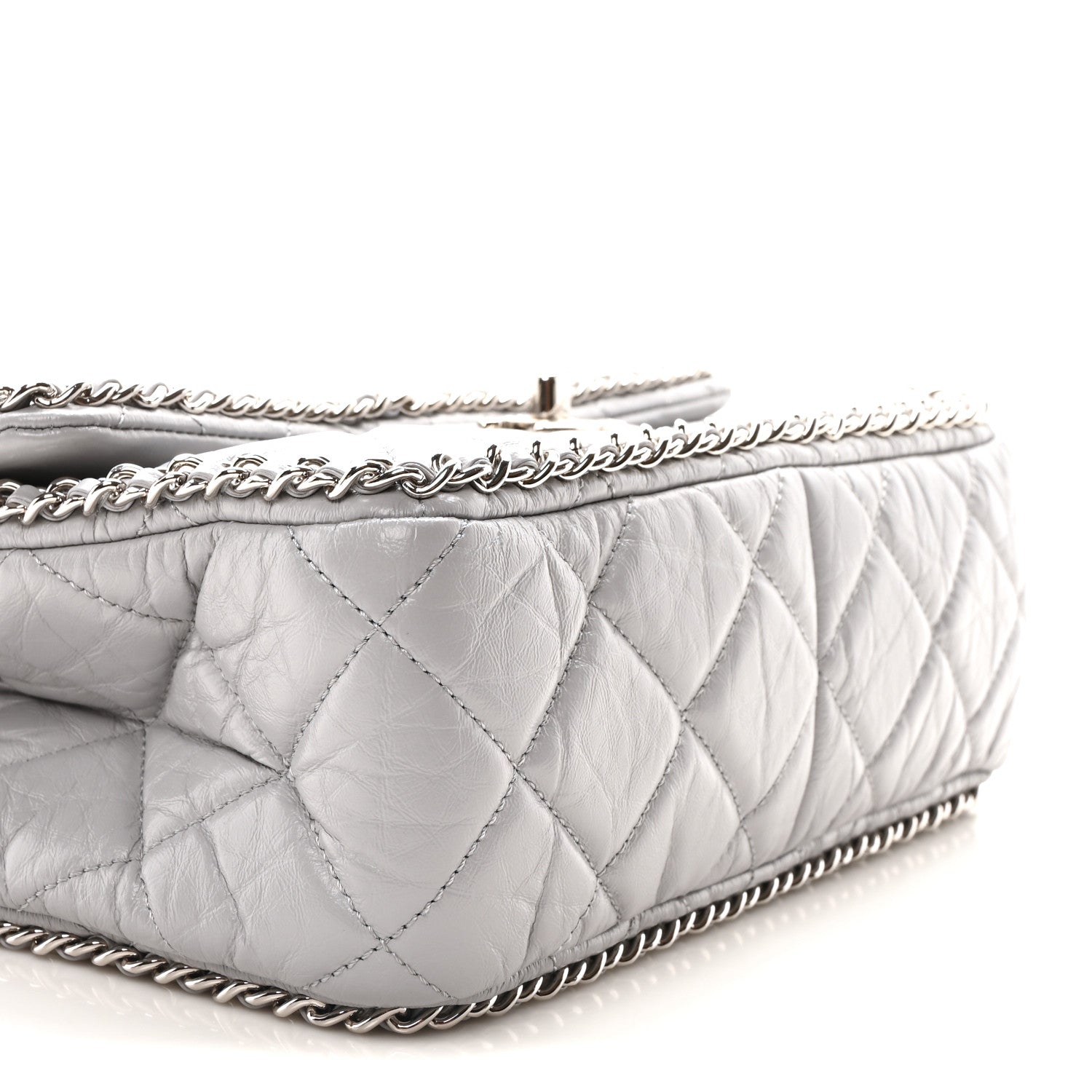 Chanel Crumpled Calfskin Medium Chain All Over Flap Grey 9 of 11