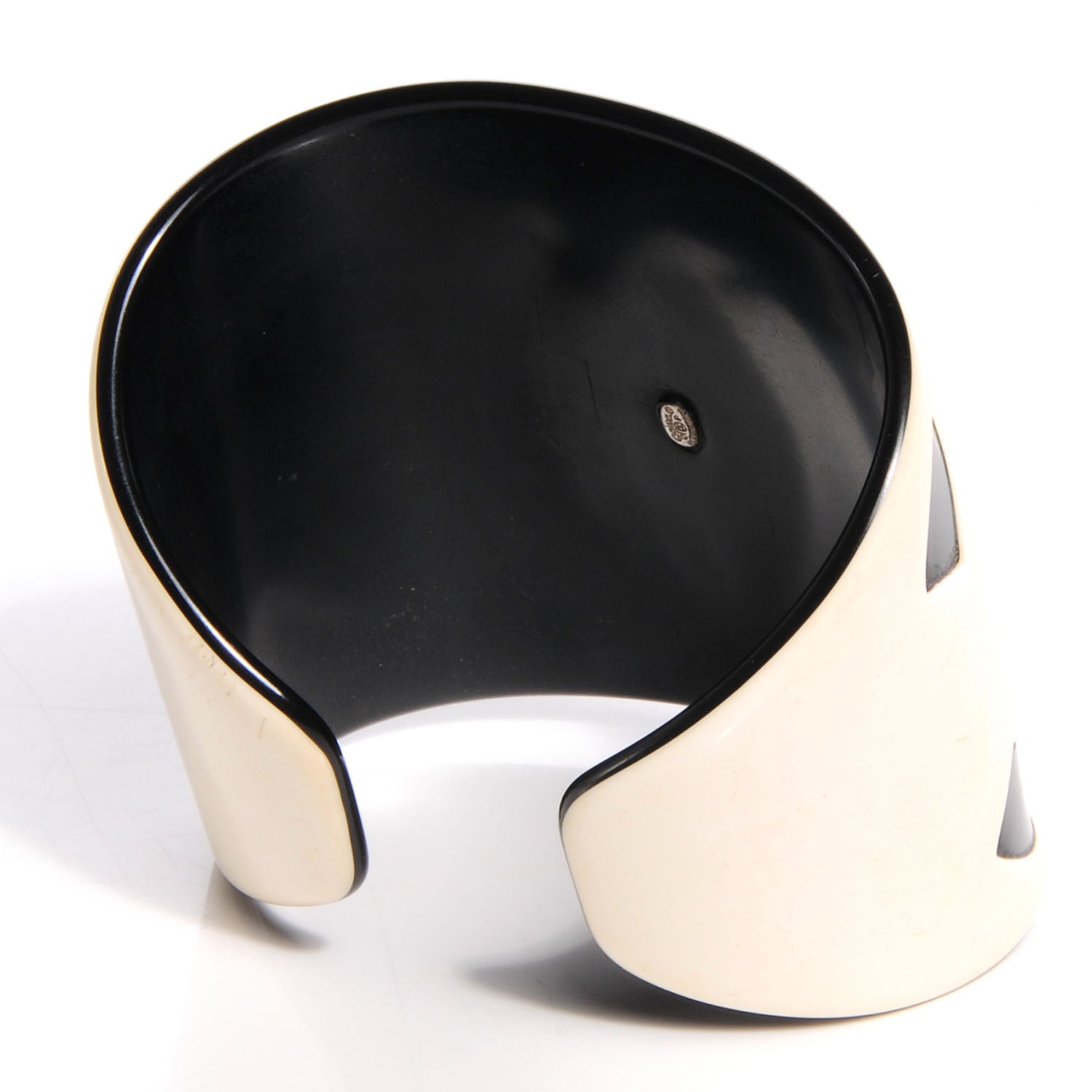 Chanel Resin CC Cuff White Black 4 of 5