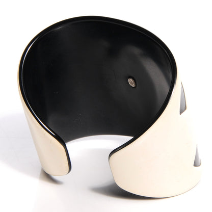 Chanel Resin CC Cuff White Black 4 of 5