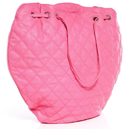 Chanel Crumpled Grained Calfskin Drawstring Tote Pink 4 of 15