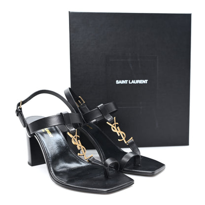 Saint Laurent Calfskin Cocco Cassandra 75 Sandals 39 Black 10 of 10