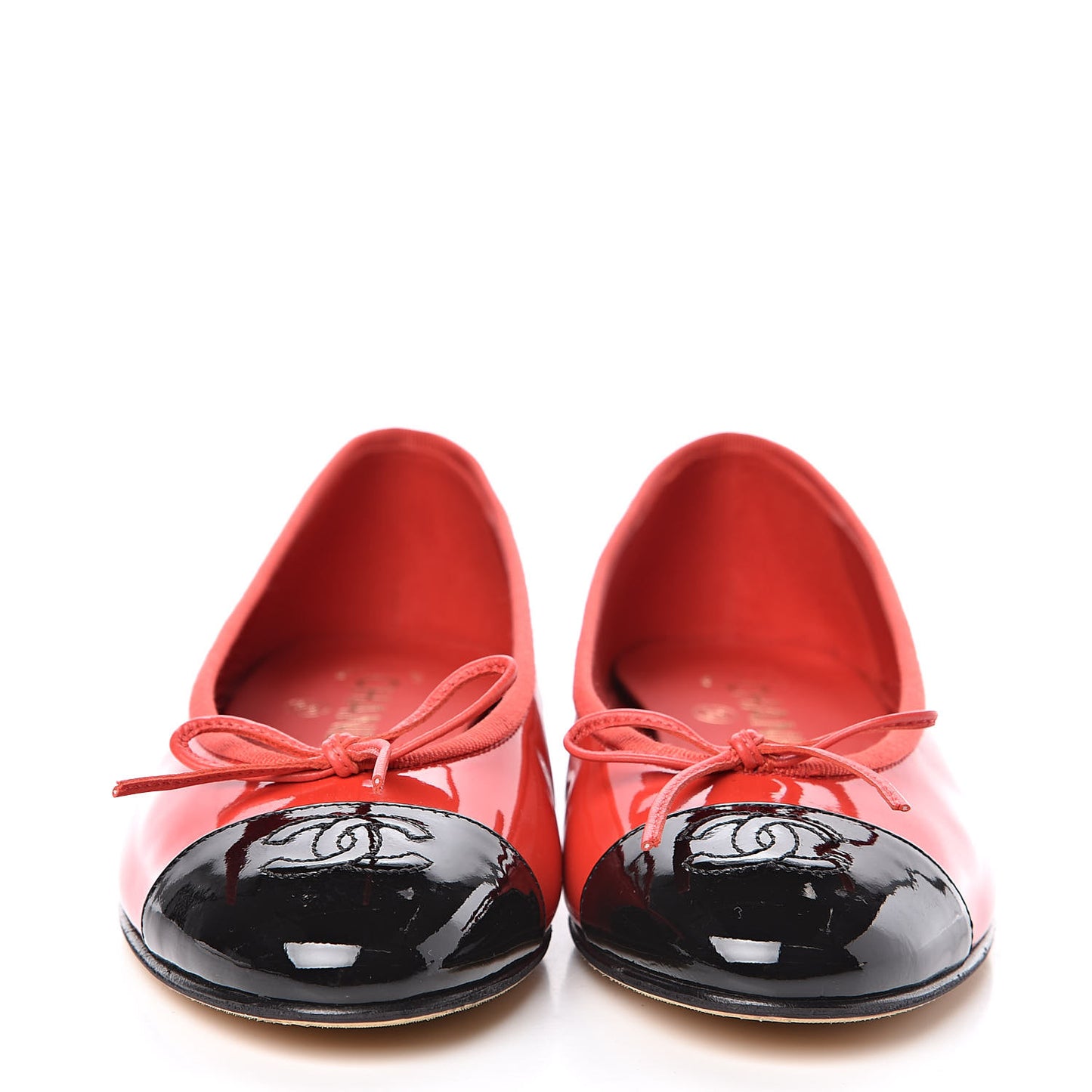 Patent Cap Toe Ballerina Flats 37 Red Black