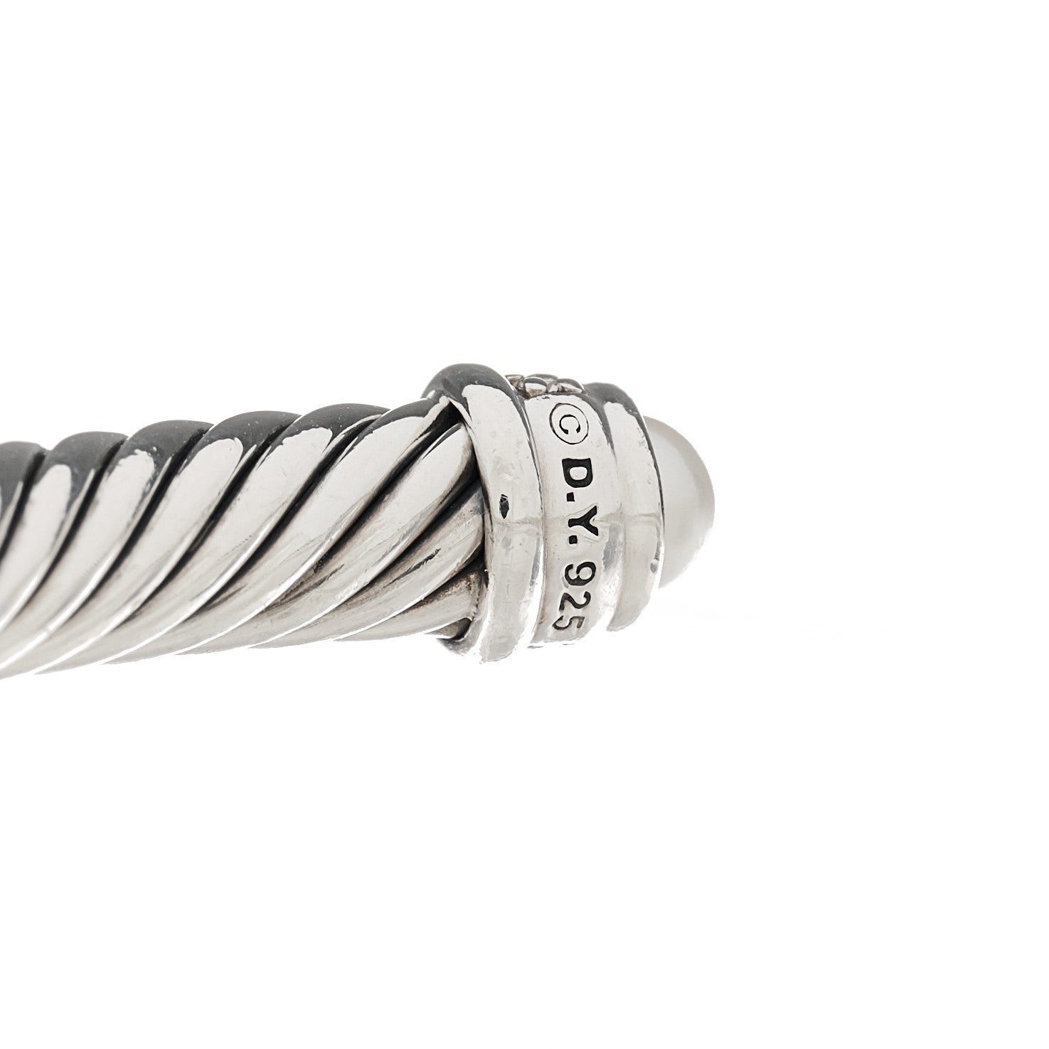 David Yurman Sterling Silver Diamond Pearl 5mm Cable Classics Bracelet 4 of 4