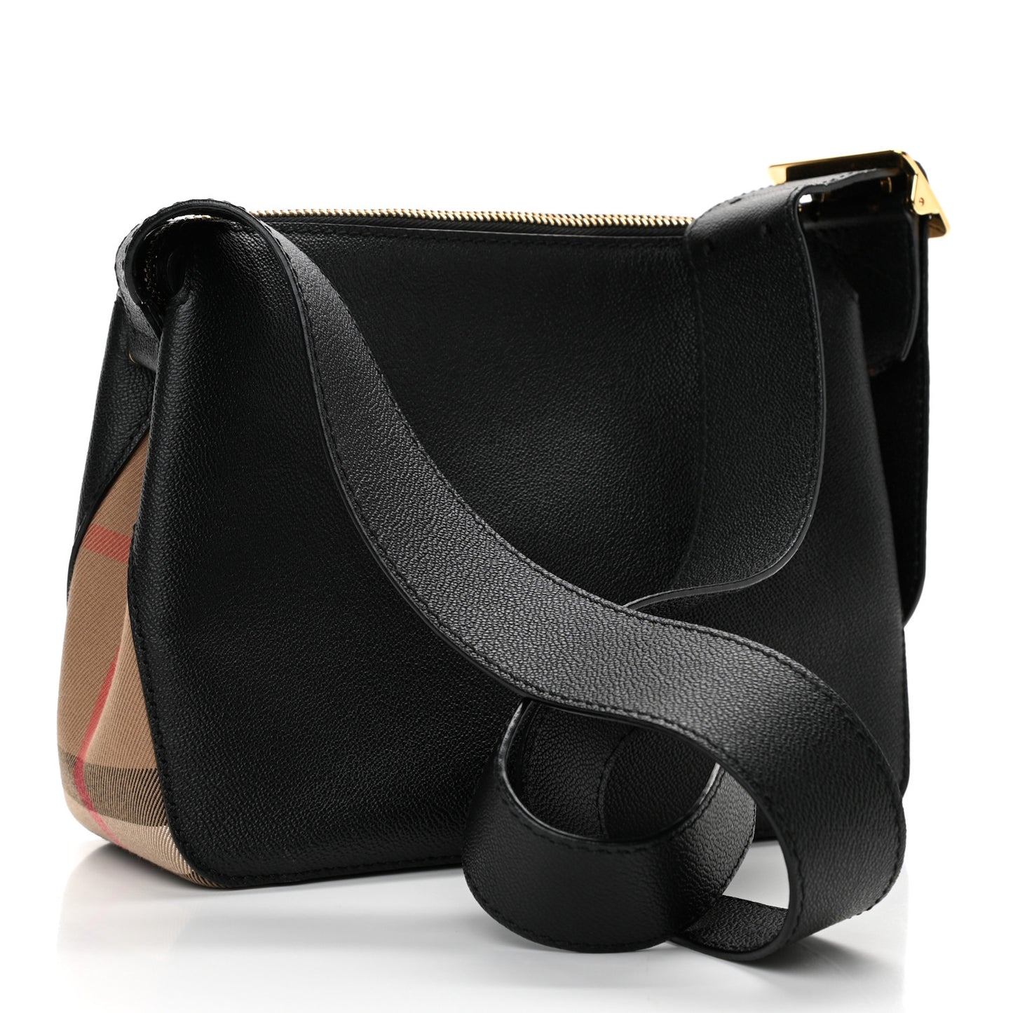 Soft Grain Calfskin House Check Small Helmsley Crossbody Black