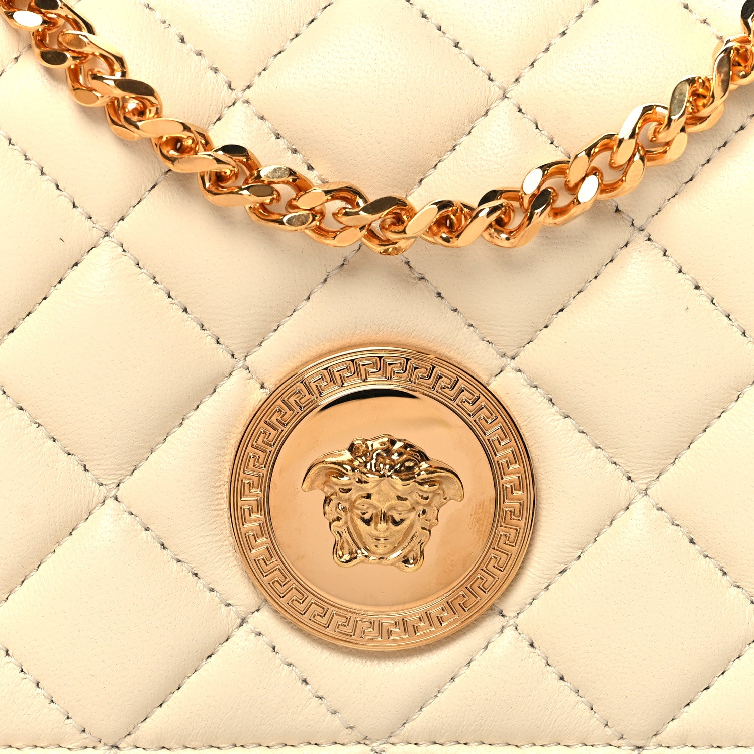 Versace Nappa Quilted Small Medusa Chain Crossbody White 7 of 9