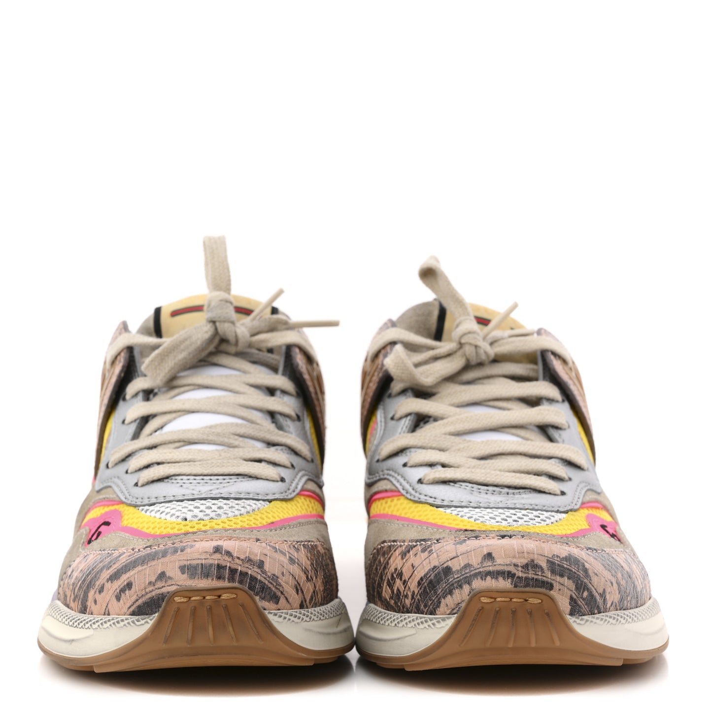Suede Calfskin Tejus Printed Womens Ultrapace Sneakers 37.5 Pink Silver Oatmeal Yolk