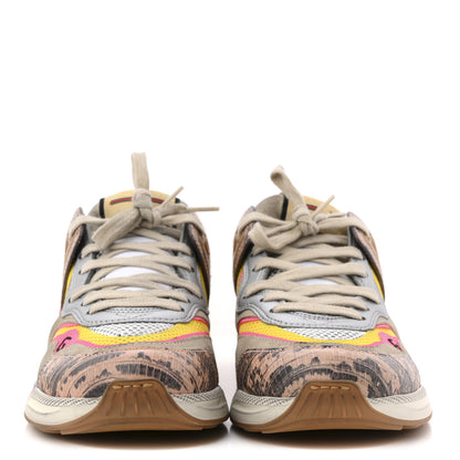 Gucci Suede Calfskin Tejus Printed Womens Ultrapace Sneakers 37.5 Pink Silver Oatmeal Yolk 3 of 12