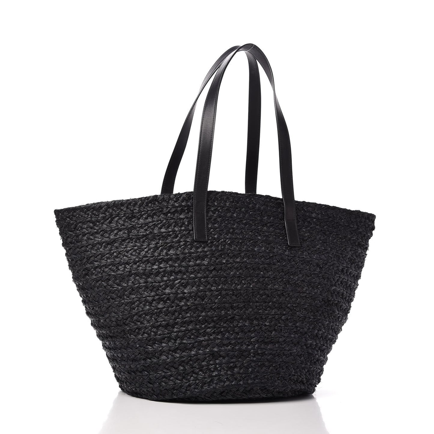 Raffia Medium Panier Bag Black